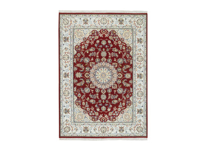 Nain Fine Oriental hand-knotted wool rug in Red & Ivory, 4'7" x 6'8" — SKU O065346