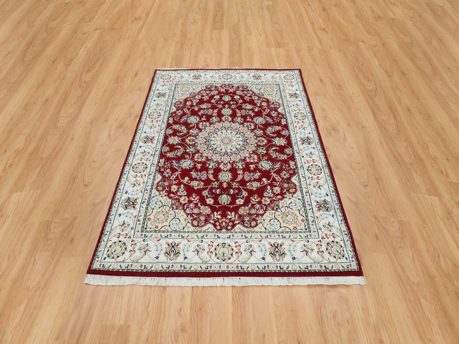 Nain Fine Oriental hand-knotted wool rug in Red & Ivory, 4'7" x 6'8" — SKU O065346 (view 2)