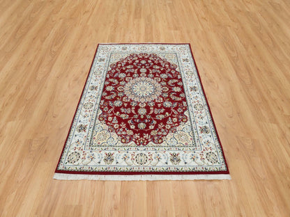 Nain Fine Oriental hand-knotted wool rug in Red & Ivory, 4'7" x 6'8" — SKU O065346 (view 2)