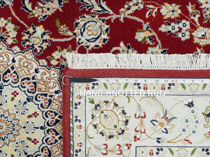 Nain Fine Oriental hand-knotted wool rug in Red & Ivory, 4'7" x 6'8" — SKU O065346 (view 8)