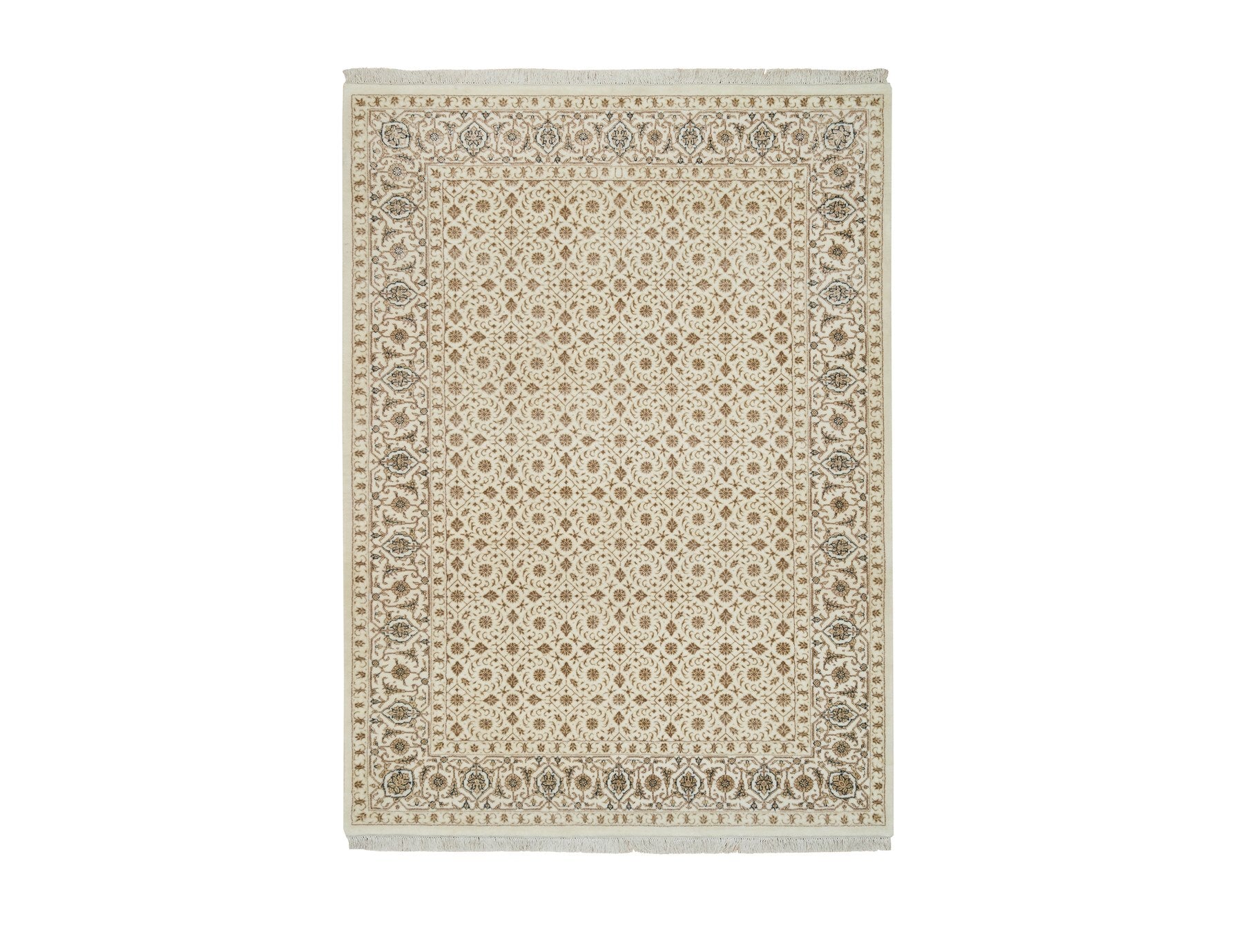 Herati Fine Oriental hand-knotted wool runner in Ivory, 4'7" x 6'8" — SKU O065347