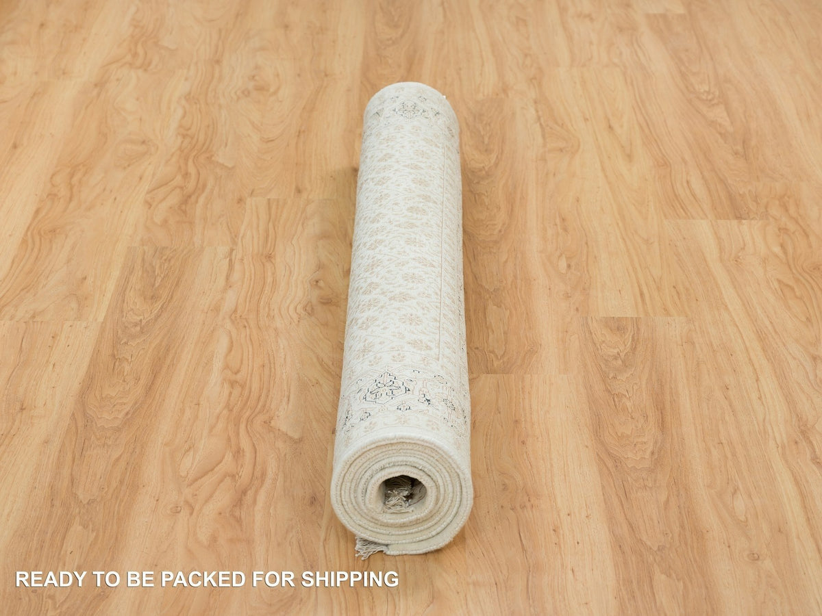 Herati Fine Oriental hand-knotted wool runner in Ivory, 4'7" x 6'8" — SKU O065347 (view 6)