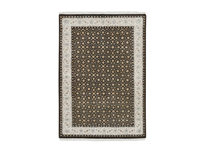 Black 4'1" x 6'0" Fine Oriental Hand knotted Wool Rug - Sku: O065348