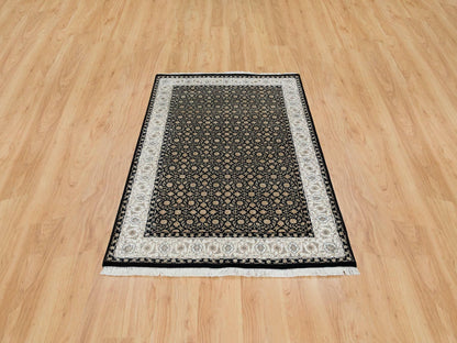 Black 4'1" x 6'0" Fine Oriental Hand knotted Wool Rug - Sku: O065348