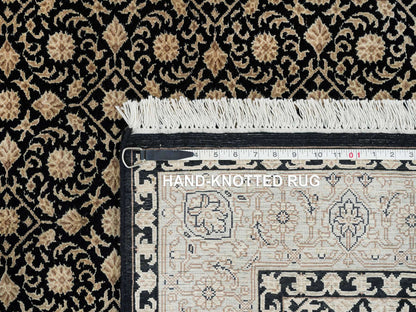 Black 4'1" x 6'0" Fine Oriental Hand knotted Wool Rug - Sku: O065348