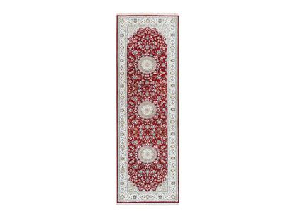 Nain Fine Oriental hand-knotted wool runner in Red & Ivory, 2'7" x 8' — SKU O065371