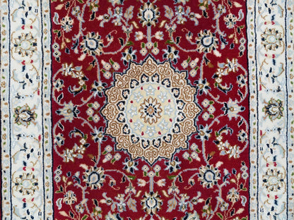 Nain Fine Oriental hand-knotted wool runner in Red & Ivory, 2'7" x 8' — SKU O065371 (view 5)