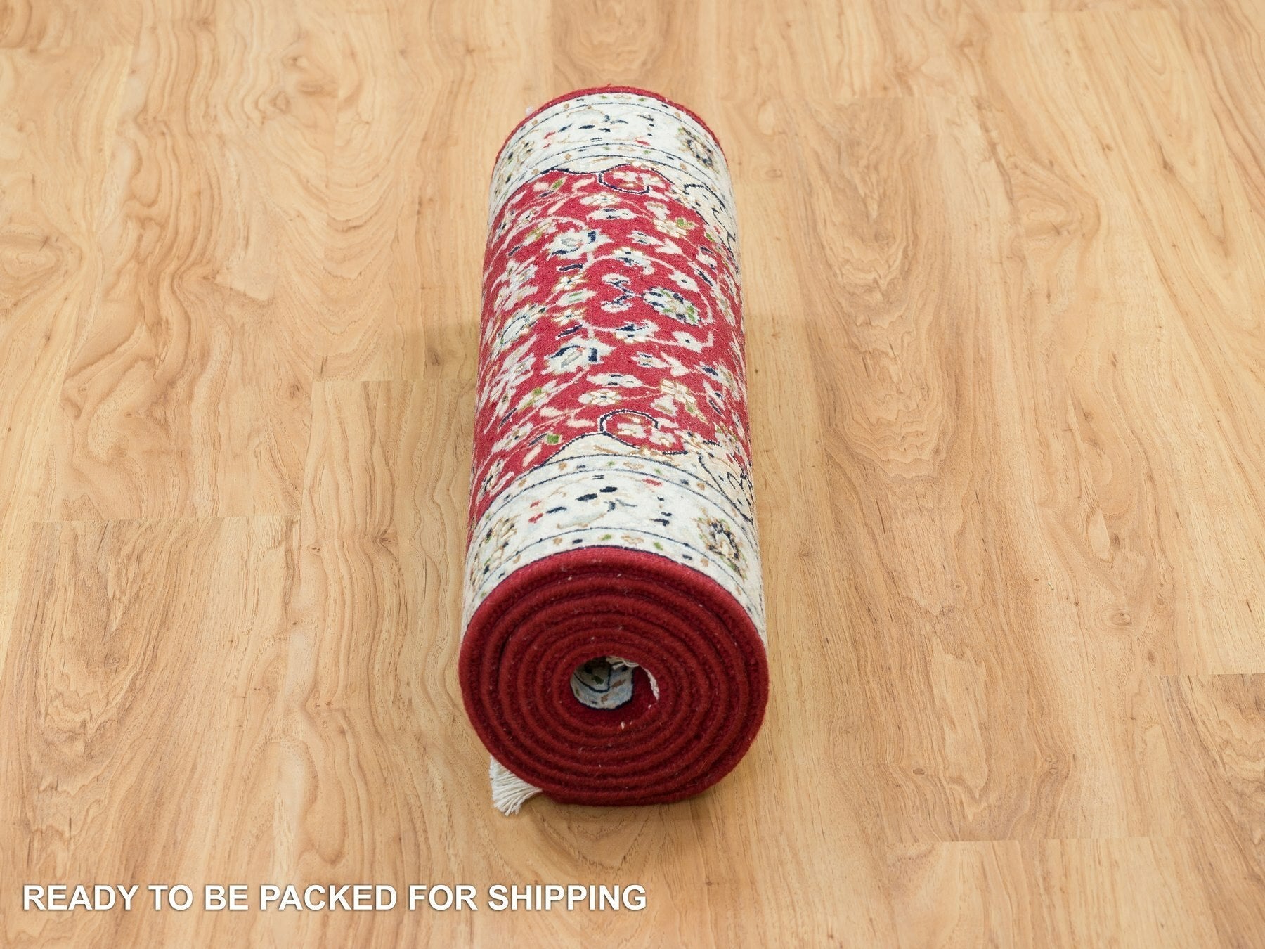 Nain Fine Oriental hand-knotted wool runner in Red & Ivory, 2'7" x 8' — SKU O065371 (view 6)