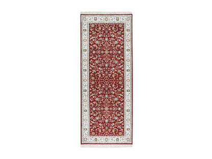 Nain Fine Oriental hand-knotted wool runner in Red & Ivory, 2'8" x 6'8" — SKU O065379