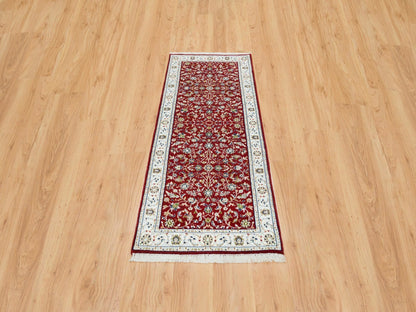 Nain Fine Oriental hand-knotted wool runner in Red & Ivory, 2'8" x 6'8" — SKU O065379 (view 2)