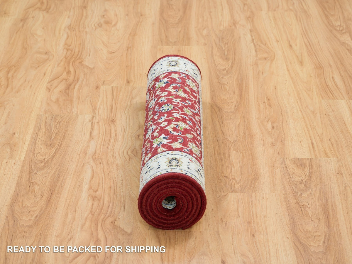 Nain Fine Oriental hand-knotted wool runner in Red & Ivory, 2'8" x 6'8" — SKU O065379 (view 6)