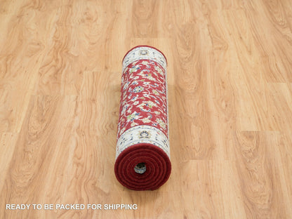 Nain Fine Oriental hand-knotted wool runner in Red & Ivory, 2'8" x 6'8" — SKU O065379 (view 6)