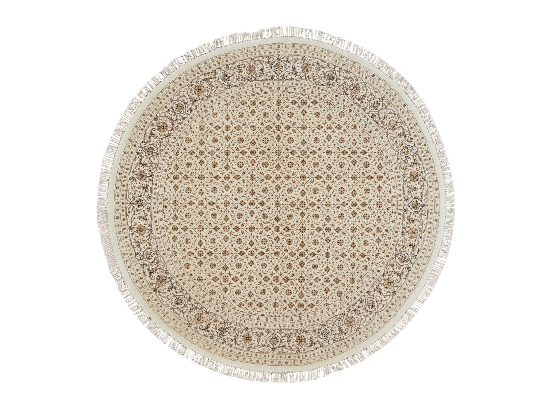 Herati Fine Oriental hand-knotted wool rug in Ivory, 6'3" x 6'3" — SKU O065389