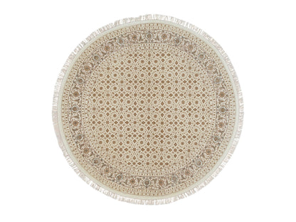 Herati Fine Oriental hand-knotted wool rug in Ivory, 6'3" x 6'3" — SKU O065389