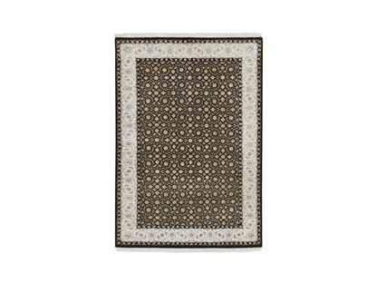 Black 4'0" x 6'0" Fine Oriental Hand knotted Wool Rug - Sku: O065393