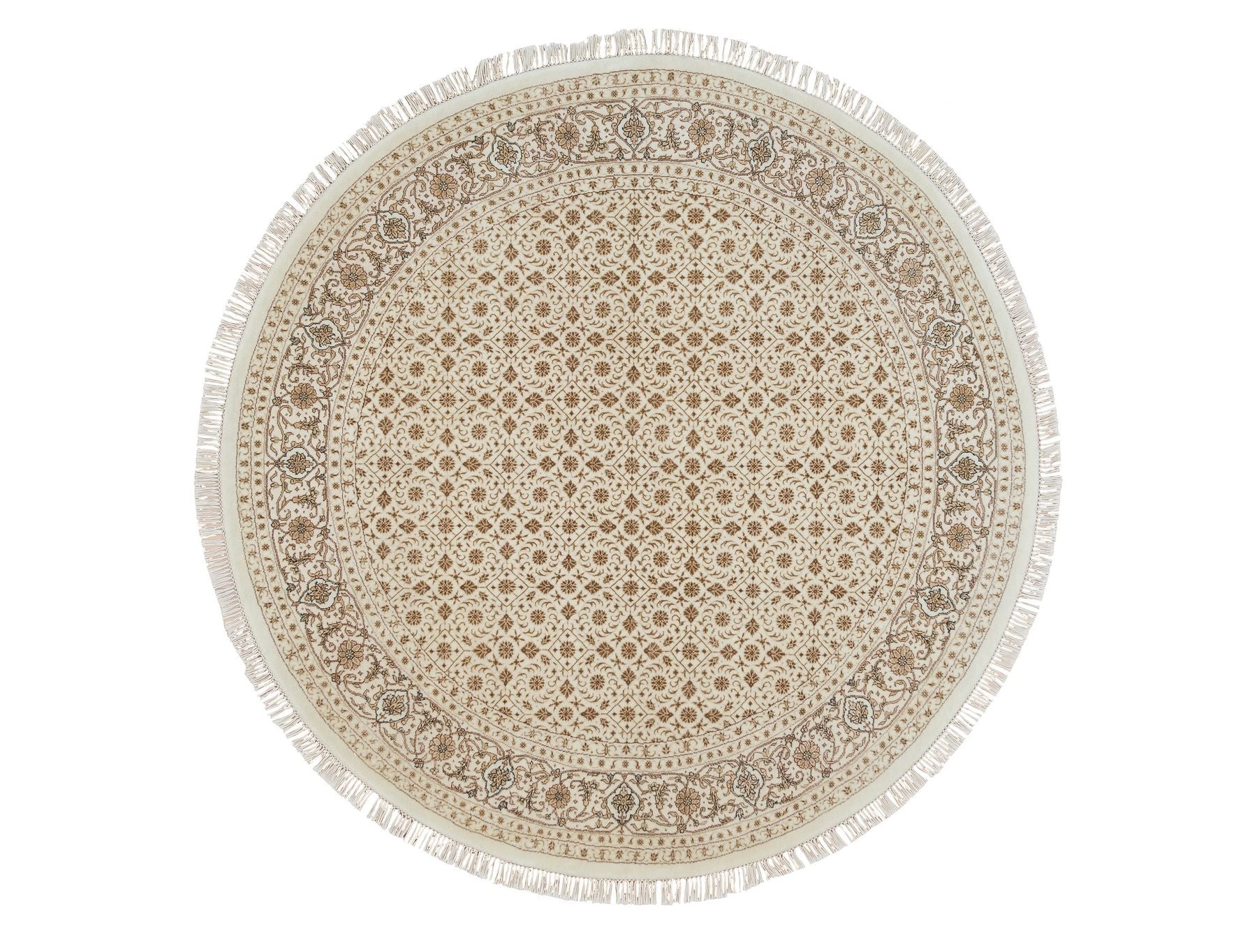 Herati Fine Oriental hand-knotted wool rug in Ivory, 6'3" x 6'3" — SKU O065401