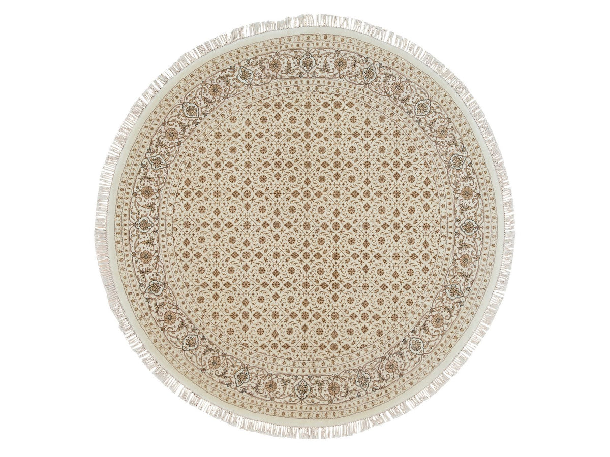 Herati Fine Oriental hand-knotted wool rug in Ivory, 6'3" x 6'3" — SKU O065401