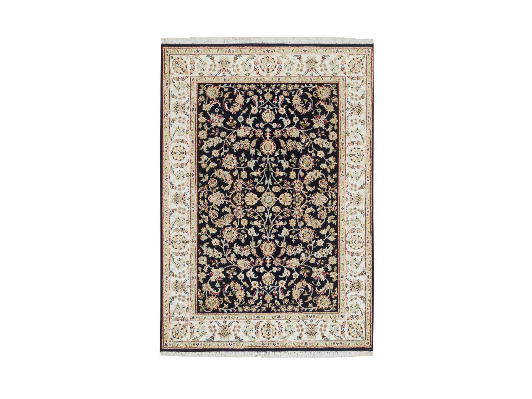Nain Fine Oriental hand-knotted wool rug in Blue & Ivory, 4'8" x 6'9" — SKU O065408