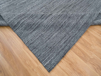 Grey 12'0" x 12'0" Modern / Contemporary Handloom Wool Rug - Sku: O065424