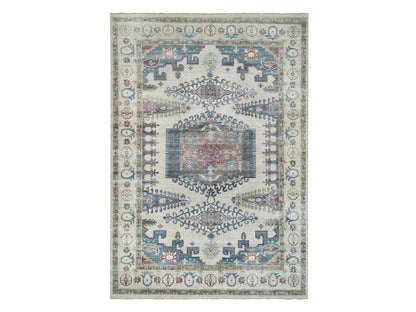 Ivory 9'10" x 13'10" Tribal Hand knotted Wool Rug - Sku: O065434