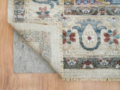 Ivory 9'10" x 13'10" Tribal Hand knotted Wool Rug - Sku: O065434