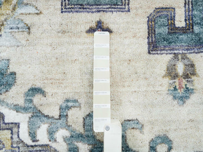 Tribal & Geometric hand-knotted wool rug in Ivory, 9'10" x 13'10" — SKU O065434 (view 7)
