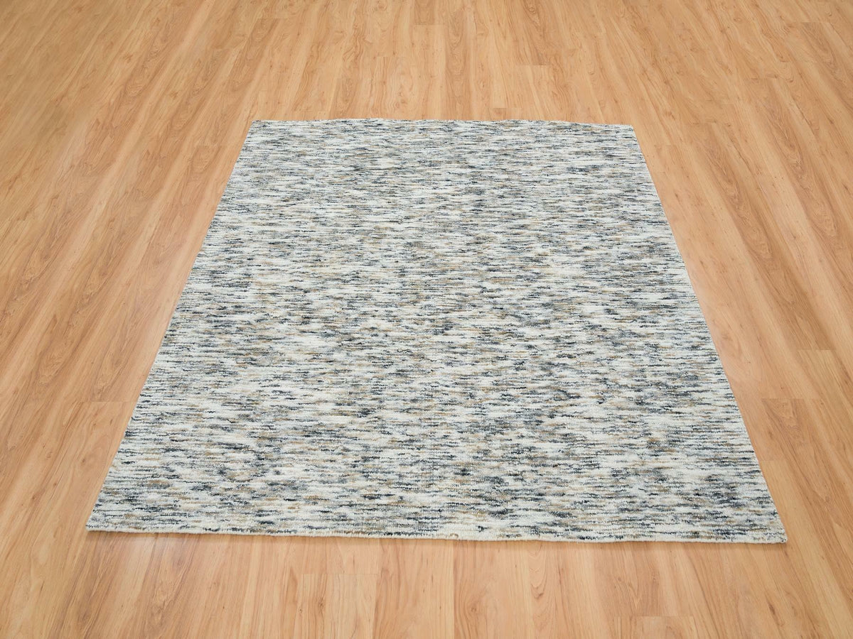 Modern / Contemporary hand-knotted wool rug in Beige, 6' x 6'2" — SKU O065436 (view 2)