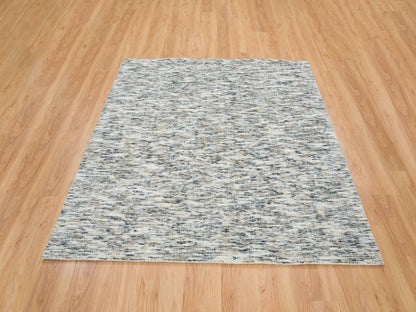 Beige 6'2" x 6'0" Modern and Contemporary Handloom Wool Rug - Sku: O065436
