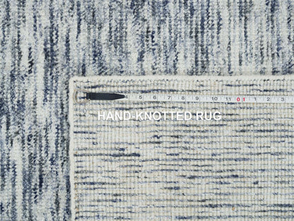 Blue 6'0" x 6'0" Modern and Contemporary Handloom Wool Rug - Sku: O065438