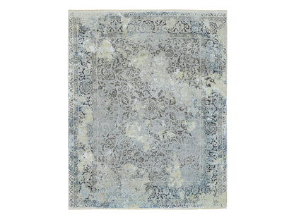 Grey 8'0" x 10'0" Transitional Hand knotted Wool/Silk Rug - Sku: O065443