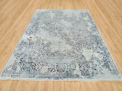 Kashan Transitional hand-knotted wool/silk rug in Gray, 8' x 10' — SKU O065443 (view 2)
