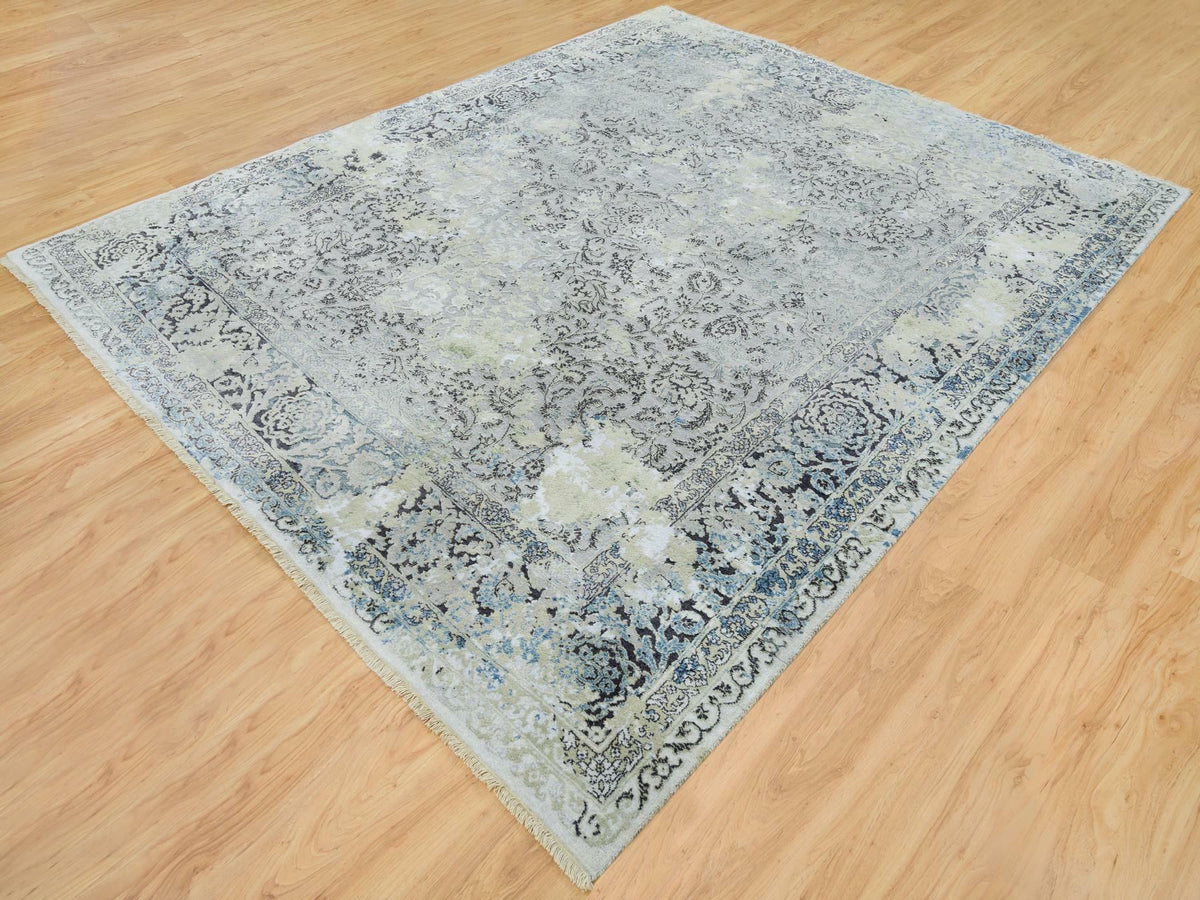 Kashan Transitional hand-knotted wool/silk rug in Gray, 8' x 10' — SKU O065443 (view 3)