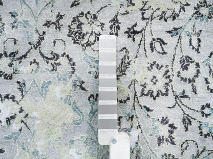 Kashan Transitional hand-knotted wool/silk rug in Gray, 8' x 10' — SKU O065443 (view 7)