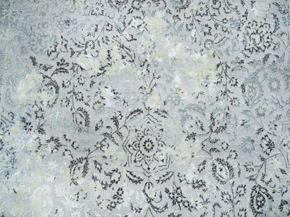 Grey 8'0" x 10'0" Transitional Hand knotted Wool/Silk Rug - Sku: O065443