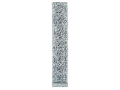 Transitional hand-knotted wool/silk runner in Gray, 2'8" x 21'8" — SKU O065445