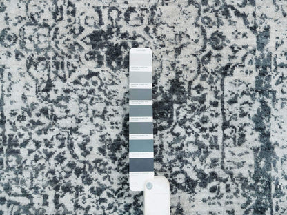 Transitional hand-knotted wool/silk runner in Gray, 2'8" x 21'8" — SKU O065445 (view 4)