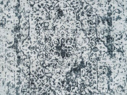 Transitional hand-knotted wool/silk runner in Gray, 2'8" x 21'8" — SKU O065445 (view 5)