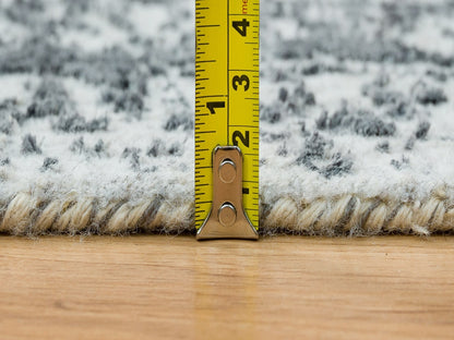 Transitional hand-knotted wool/silk runner in Gray, 2'8" x 21'8" — SKU O065445 (view 7)
