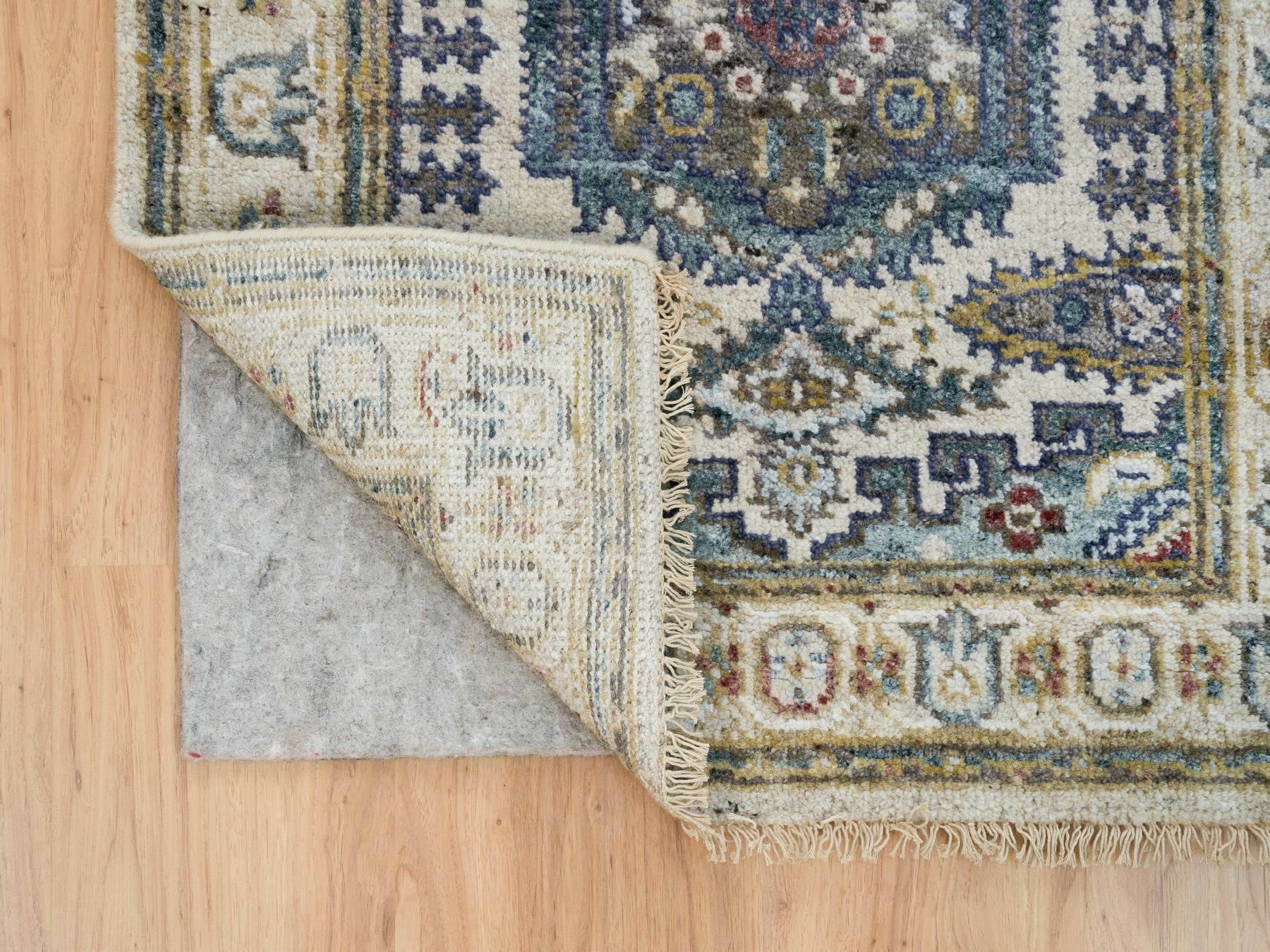 Tribal & Geometric hand-knotted wool runner in Ivory, 2'5" x 8'1" — SKU O065446 (view 3)