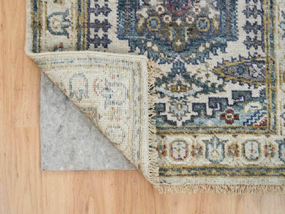 Tribal & Geometric hand-knotted wool runner in Ivory, 2'5" x 8'1" — SKU O065446 (view 3)