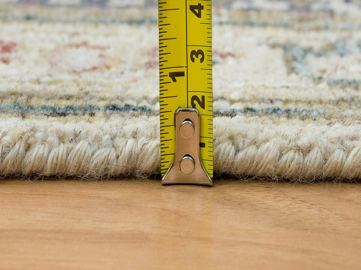 Tribal & Geometric hand-knotted wool runner in Ivory, 2'5" x 8'1" — SKU O065446 (view 7)