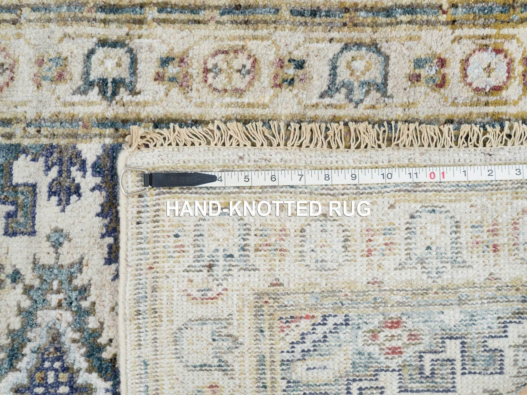 Tribal & Geometric hand-knotted wool runner in Ivory, 2'5" x 8'1" — SKU O065446 (view 8)