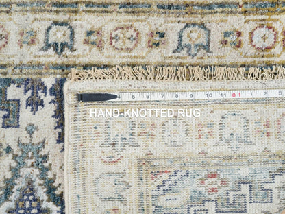 Tribal & Geometric hand-knotted wool runner in Ivory, 2'5" x 8'1" — SKU O065446 (view 8)