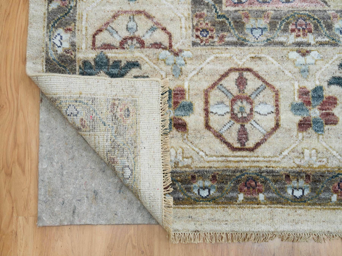 Tribal & Geometric hand-knotted wool rug in Ivory, 13'10" x 16'2" — SKU O065456 (view 4)