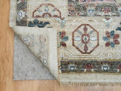 Tribal & Geometric hand-knotted wool rug in Ivory, 13'10" x 16'2" — SKU O065456 (view 4)