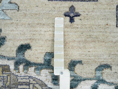 Tribal & Geometric hand-knotted wool rug in Ivory, 13'10" x 16'2" — SKU O065456 (view 7)