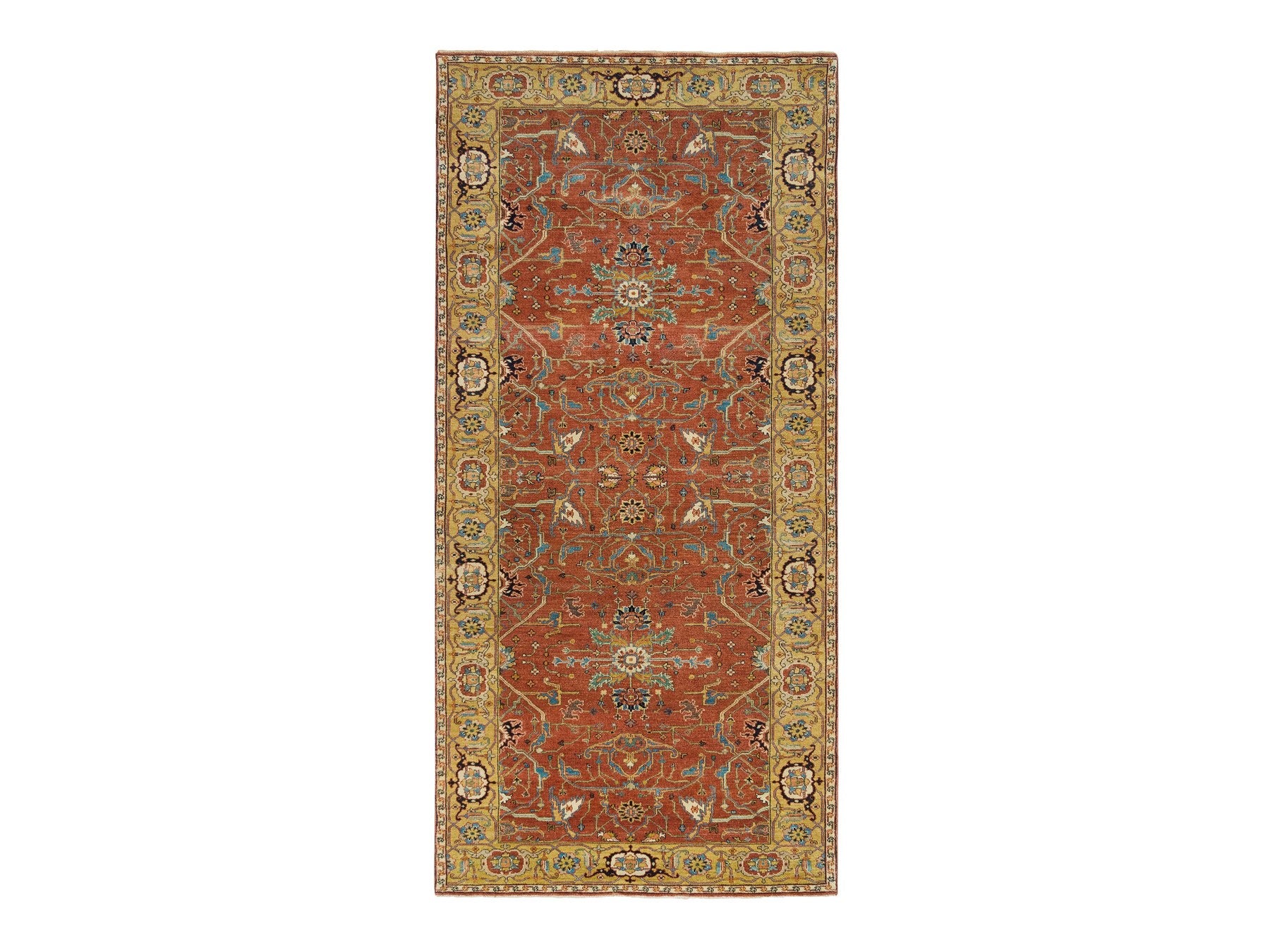 Heriz Heriz hand-knotted wool runner in Red & Yellow, 4' x 10' — SKU O065462
