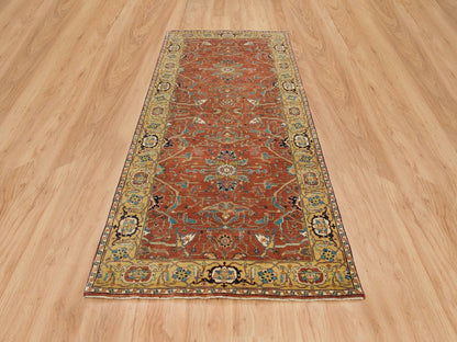Heriz Heriz hand-knotted wool runner in Red & Yellow, 4' x 10' — SKU O065462 (view 2)