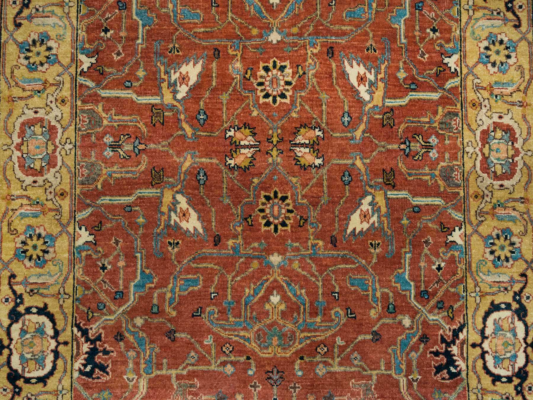 Heriz Heriz hand-knotted wool runner in Red & Yellow, 4' x 10' — SKU O065462 (view 5)