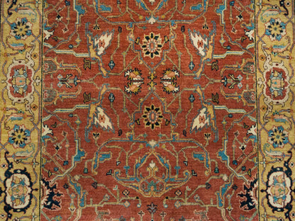Heriz Heriz hand-knotted wool runner in Red & Yellow, 4' x 10' — SKU O065462 (view 5)